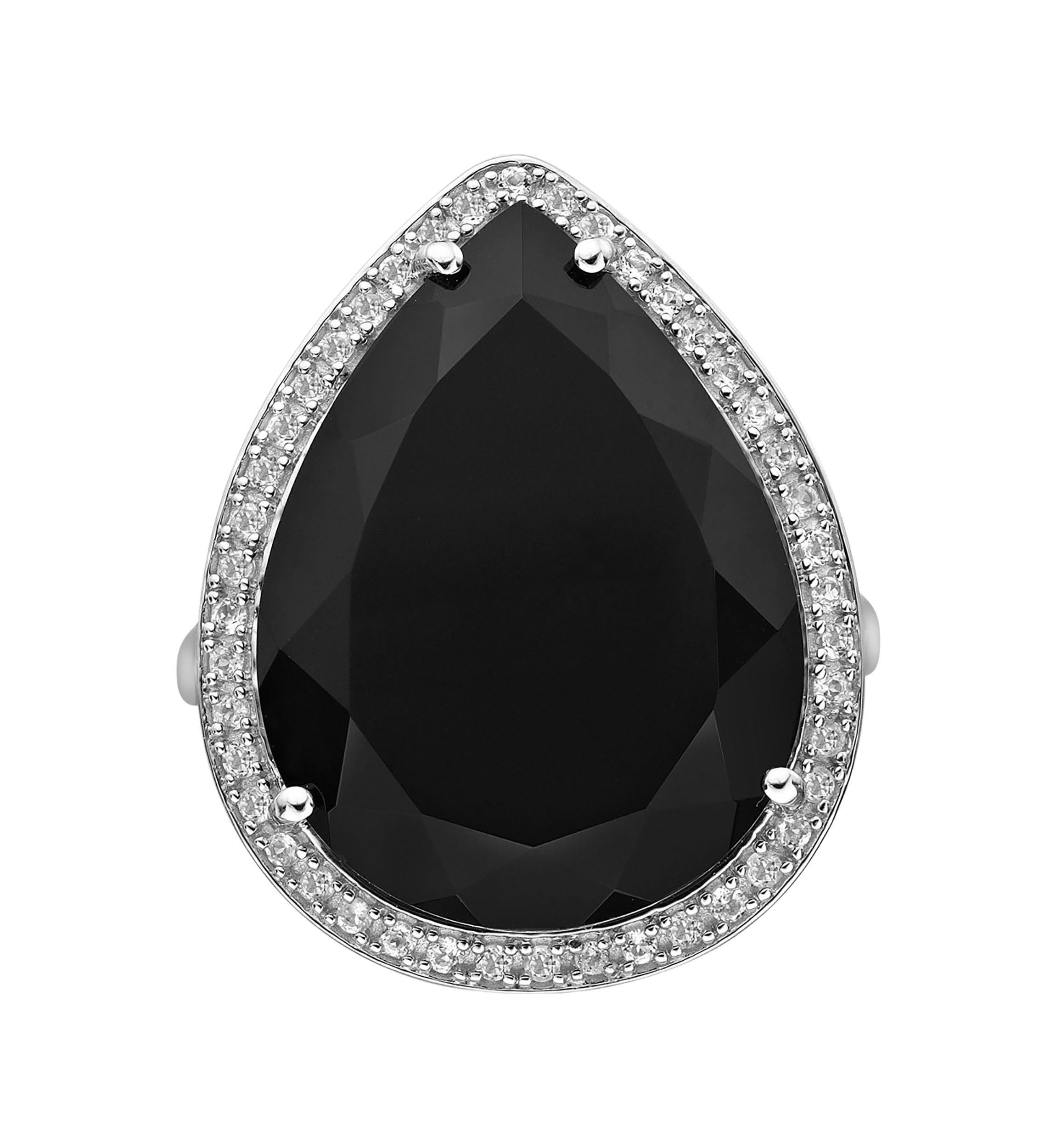 15 ct t.w. Black Onyx and 1/5 ct. t.w. White Topaz Ring in Sterling Silver