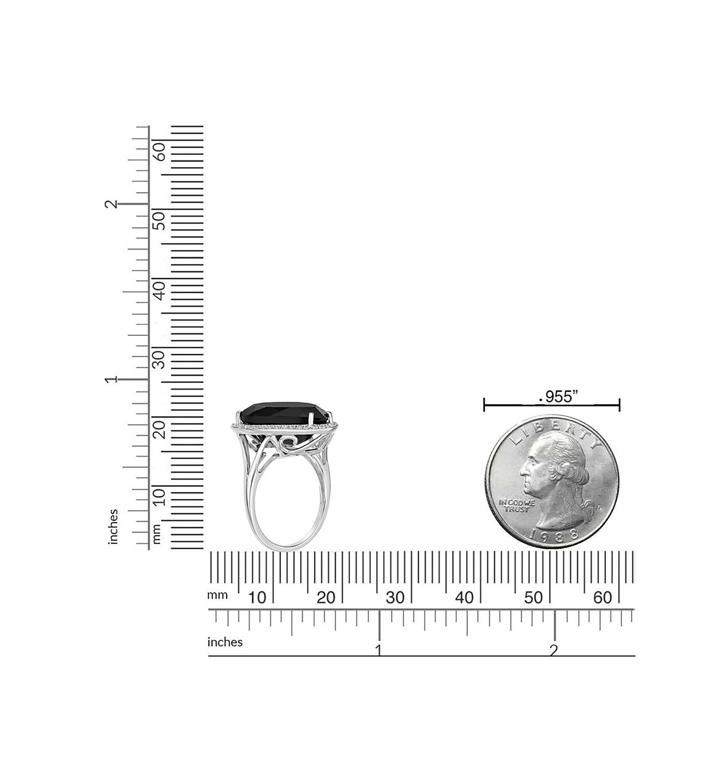 15 ct t.w. Black Onyx and 1/5 ct. t.w. White Topaz Ring in Sterling Silver