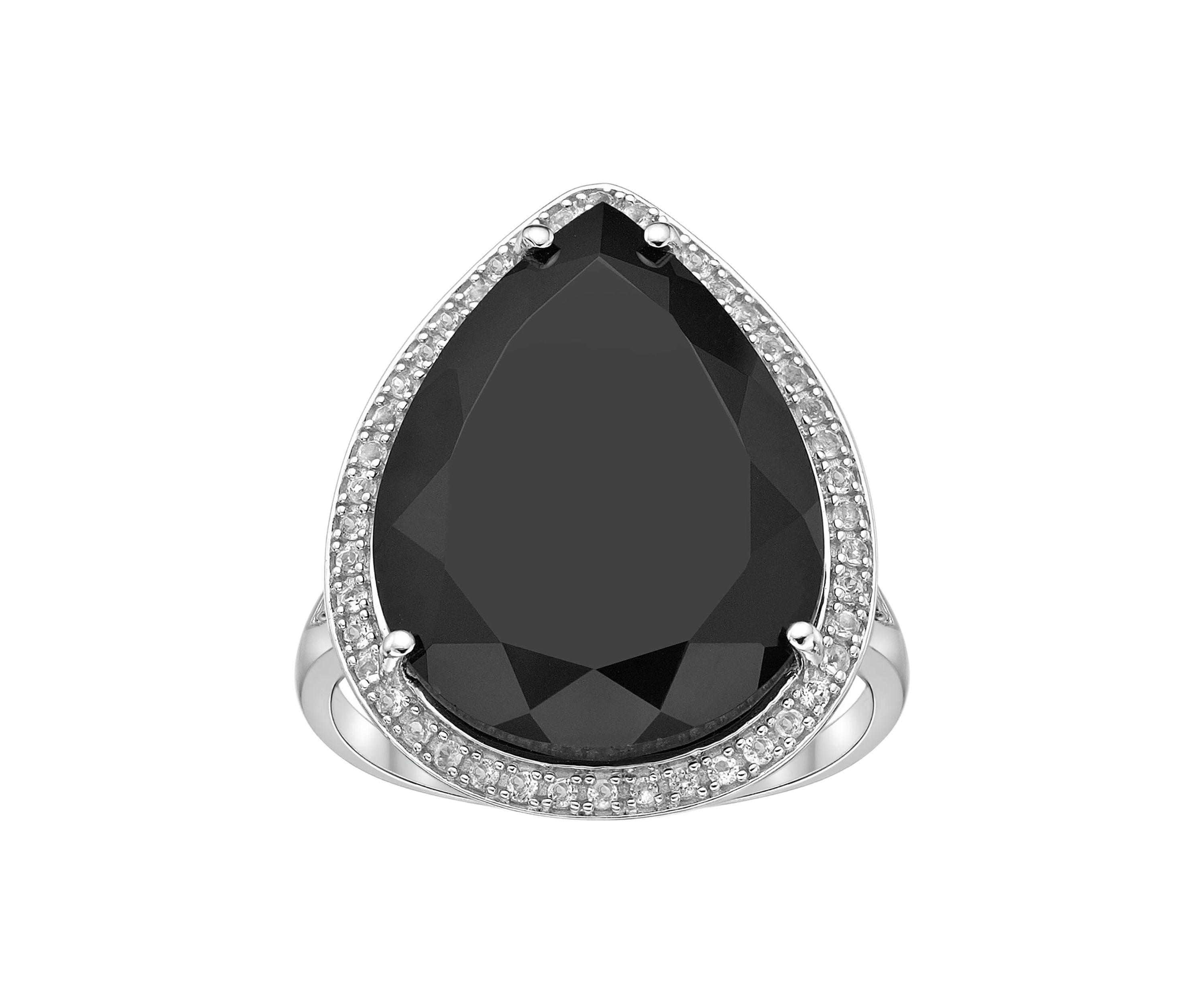 15 ct t.w. Black Onyx and 1/5 ct. t.w. White Topaz Ring in Sterling Silver