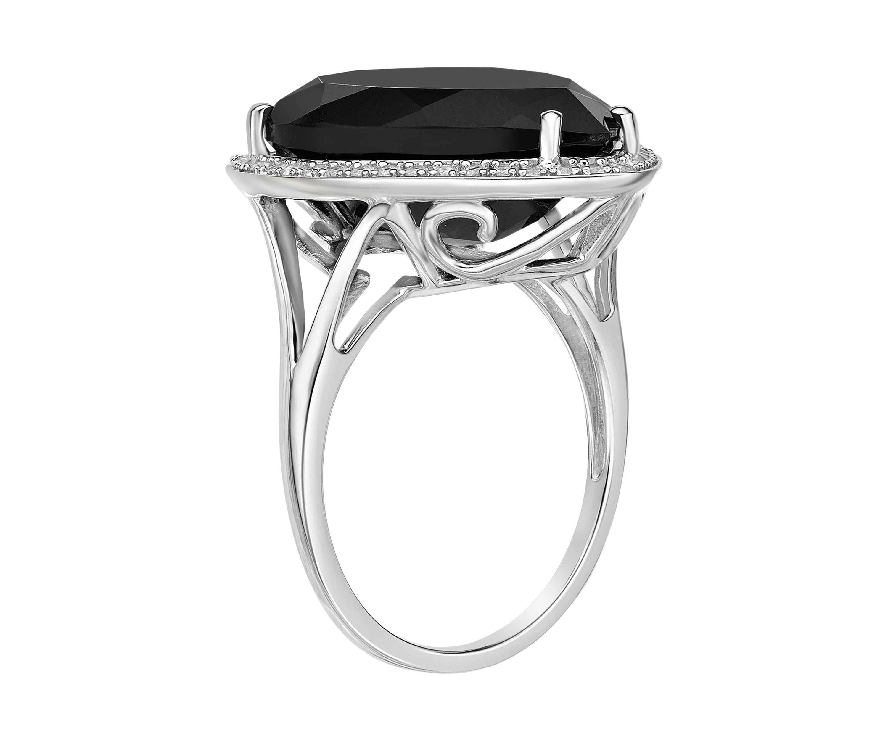 15 ct t.w. Black Onyx and 1/5 ct. t.w. White Topaz Ring in Sterling Silver