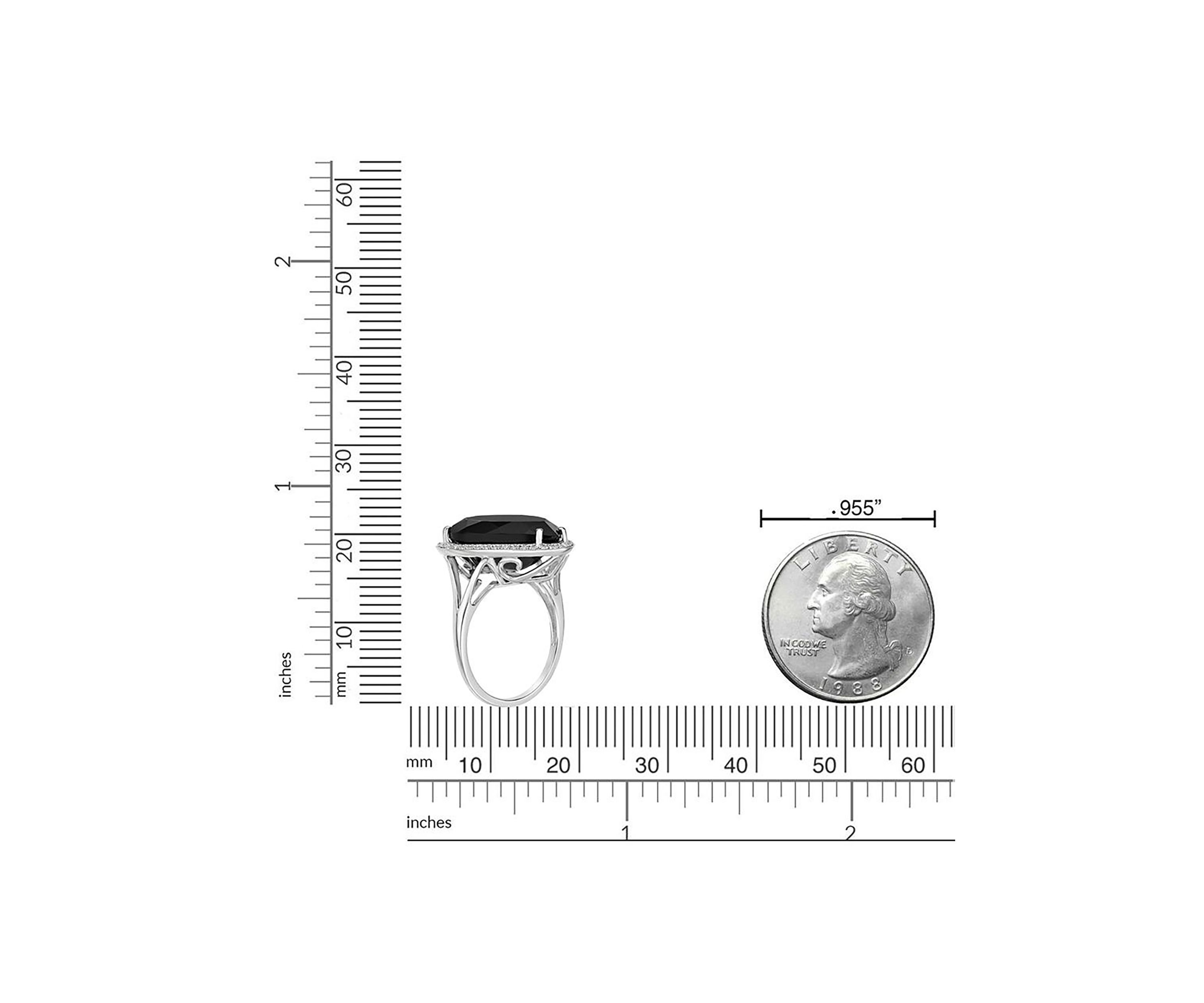 15 ct t.w. Black Onyx and 1/5 ct. t.w. White Topaz Ring in Sterling Silver