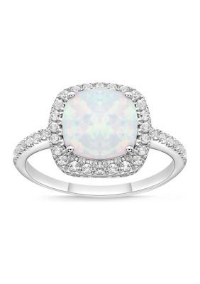 Gemminded Lab Created 0.9 ct. t.w. Created Opal and 0.14 ct. TDW Diamond Ring in Sterling Silver