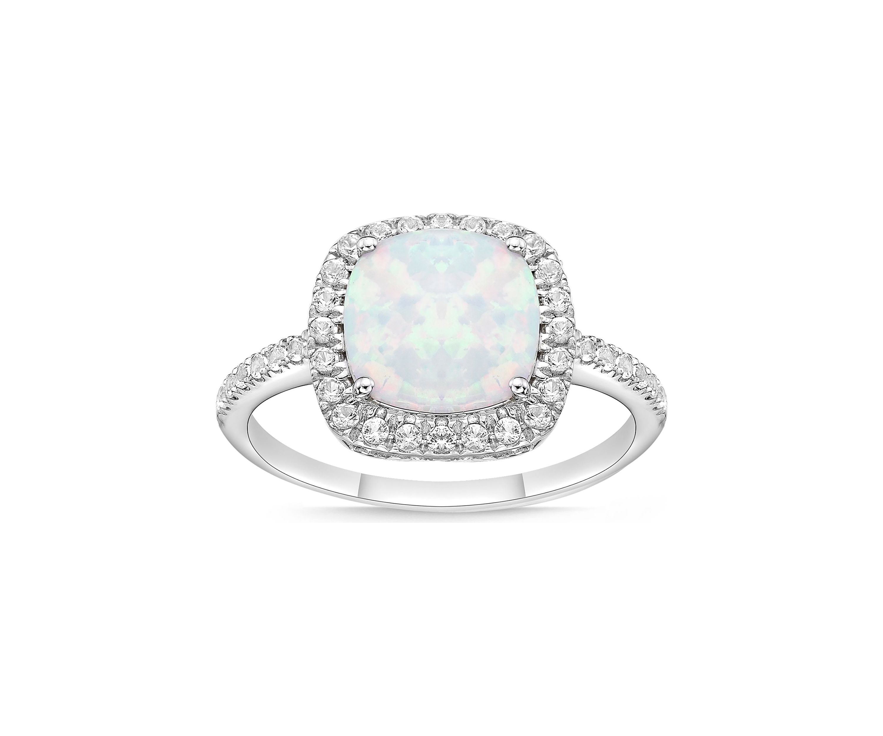 Lab Created 0.9 ct. t.w. Created Opal and 0.14 ct. TDW Diamond Ring in Sterling Silver