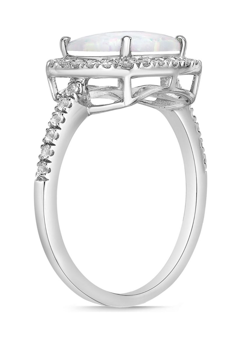 Lab Created 0.9 ct. t.w. Created Opal and 0.14 ct. TDW Diamond Ring in Sterling Silver