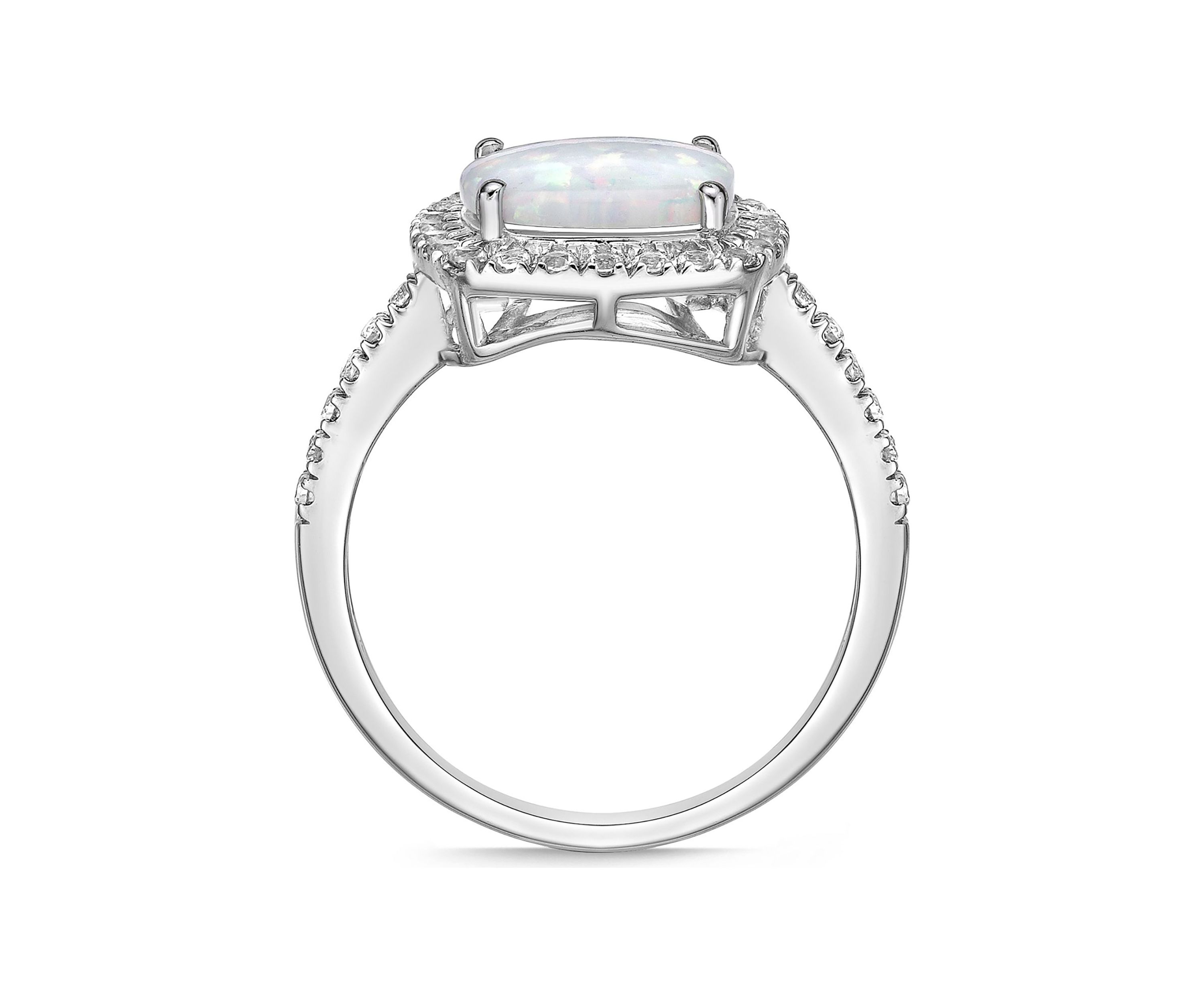 Lab Created 0.9 ct. t.w. Created Opal and 0.14 ct. TDW Diamond Ring in Sterling Silver