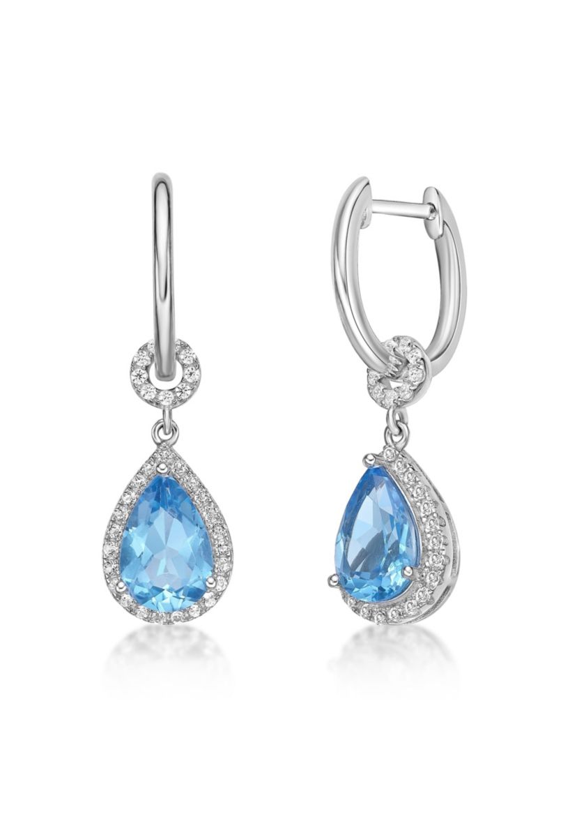 3 1/3 ct. t.w. Blue Topaz and White Topaz Earrings in Sterling Silver