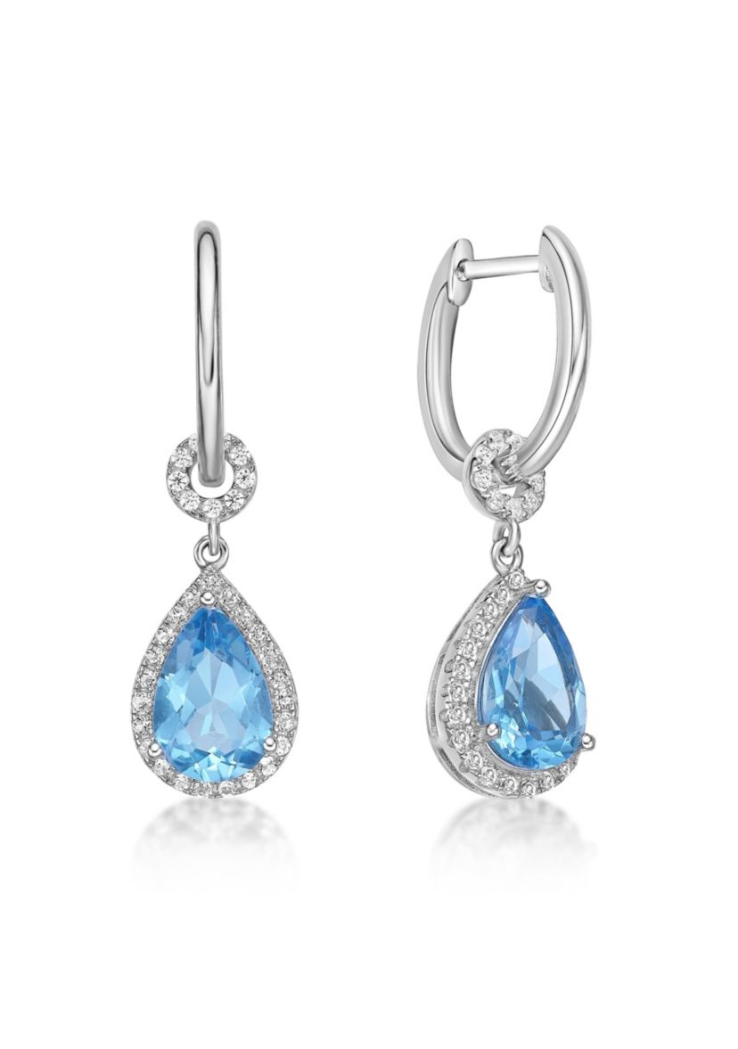 3 1/3 ct. t.w. Blue Topaz and White Topaz Earrings in Sterling Silver