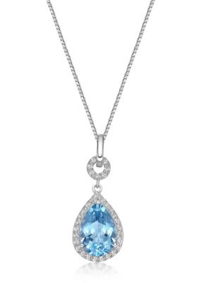 Gemminded 2 1/2 ct. t.w. Blue Topaz and White Topaz Pendant in Sterling Silver