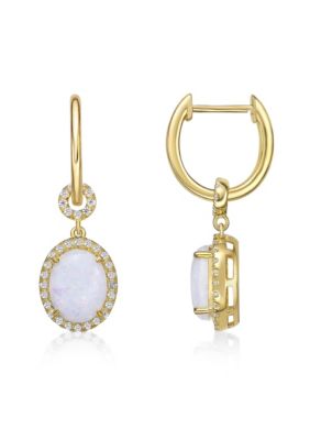 Gemminded Lab Created 2 ct. t.w. Lab-created Opal and 1/2 ct. t.w. Lab-Created White Sapphire Earrings in Gold Plated Sterling Silver