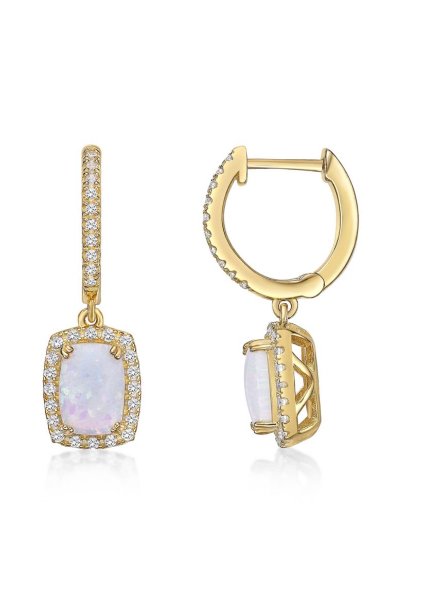 Lab Created 1 ct. t.w. Lab-created Opal and 1/2 ct. t.w. Lab-created White Sapphire Earrings in Gold Plated Sterling Silver