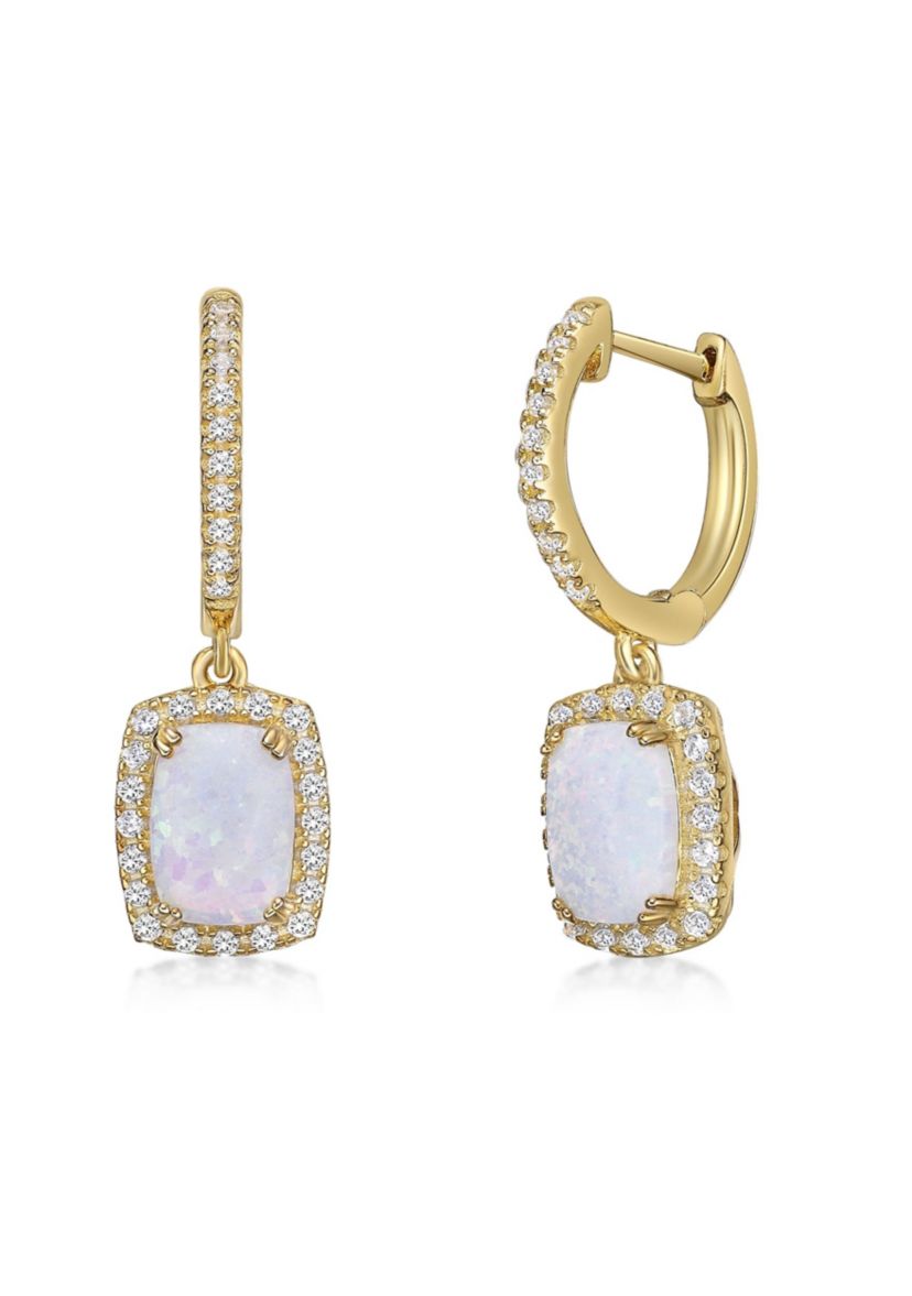 Lab Created 1 ct. t.w. Lab-created Opal and 1/2 ct. t.w. Lab-created White Sapphire Earrings in Gold Plated Sterling Silver