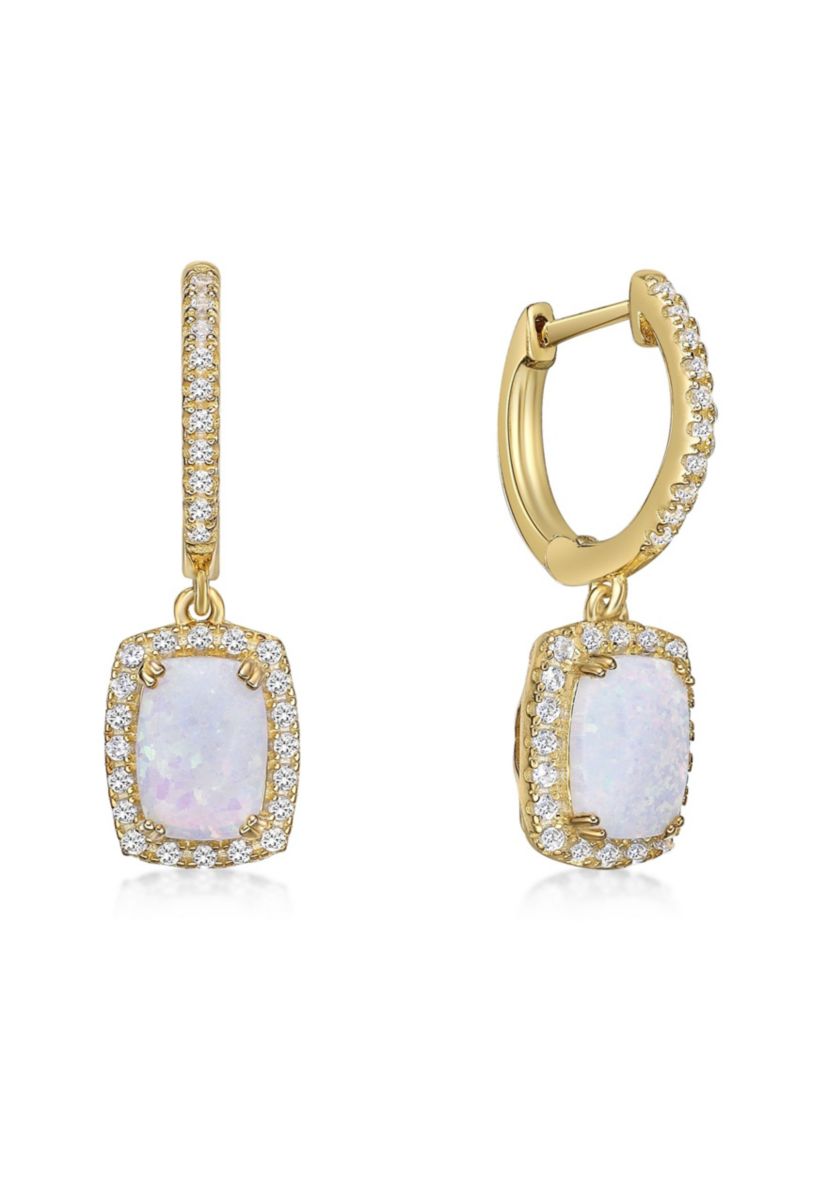 Lab Created 1 ct. t.w. Lab-created Opal and 1/2 ct. t.w. Lab-created White Sapphire Earrings in Gold Plated Sterling Silver