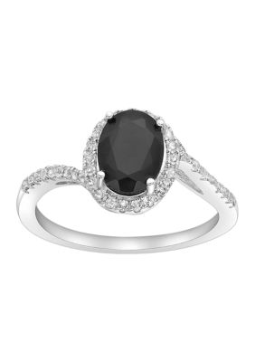 Belk & Co 1 1/4 Ct. T.w. Black Onyx And 1/4 Ct. T.w. White Topaz Ring In Sterling Silver