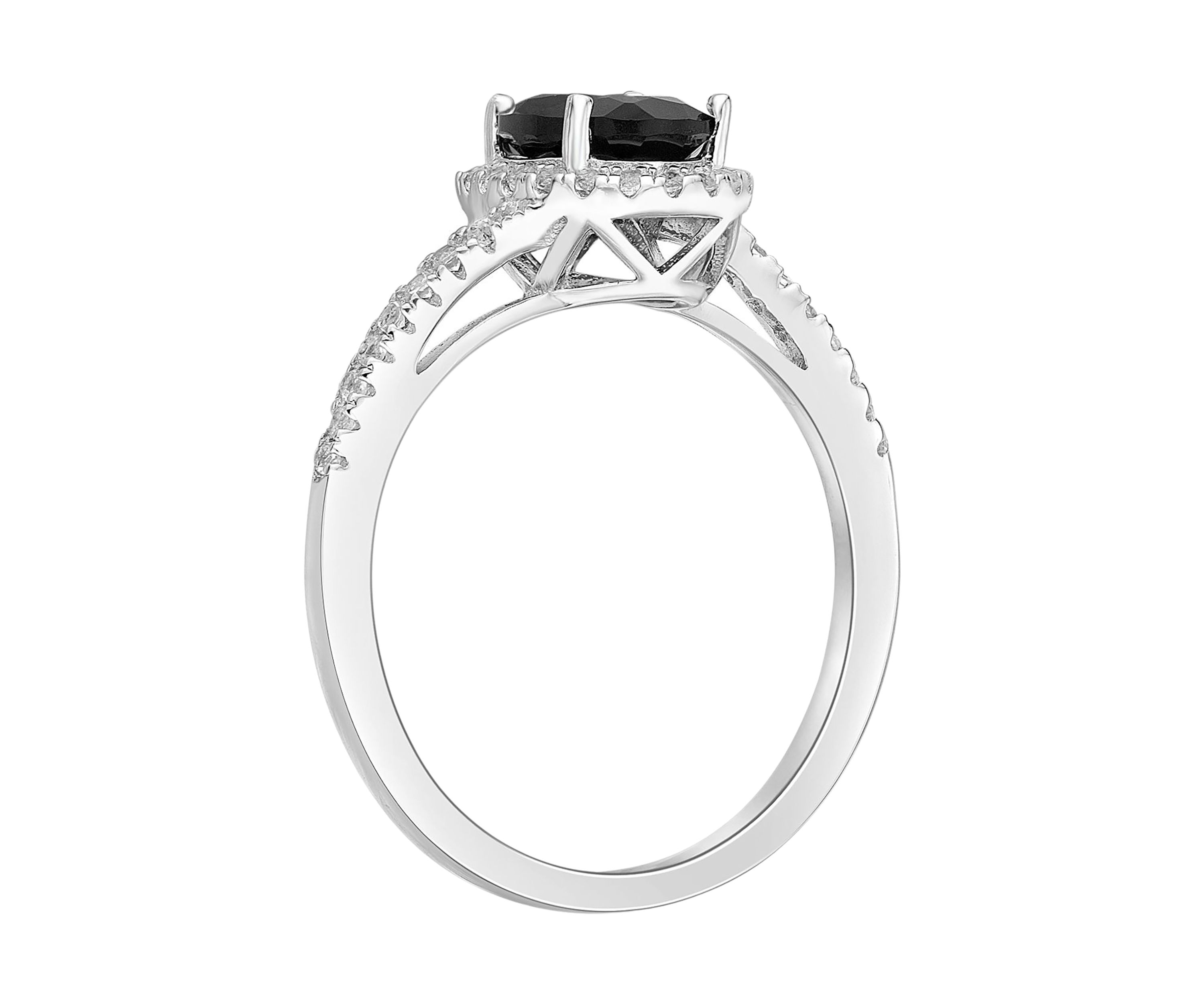 1 1/4 ct. t.w. Black Onyx and 1/4 ct. t.w. White Topaz Ring in Sterling Silver