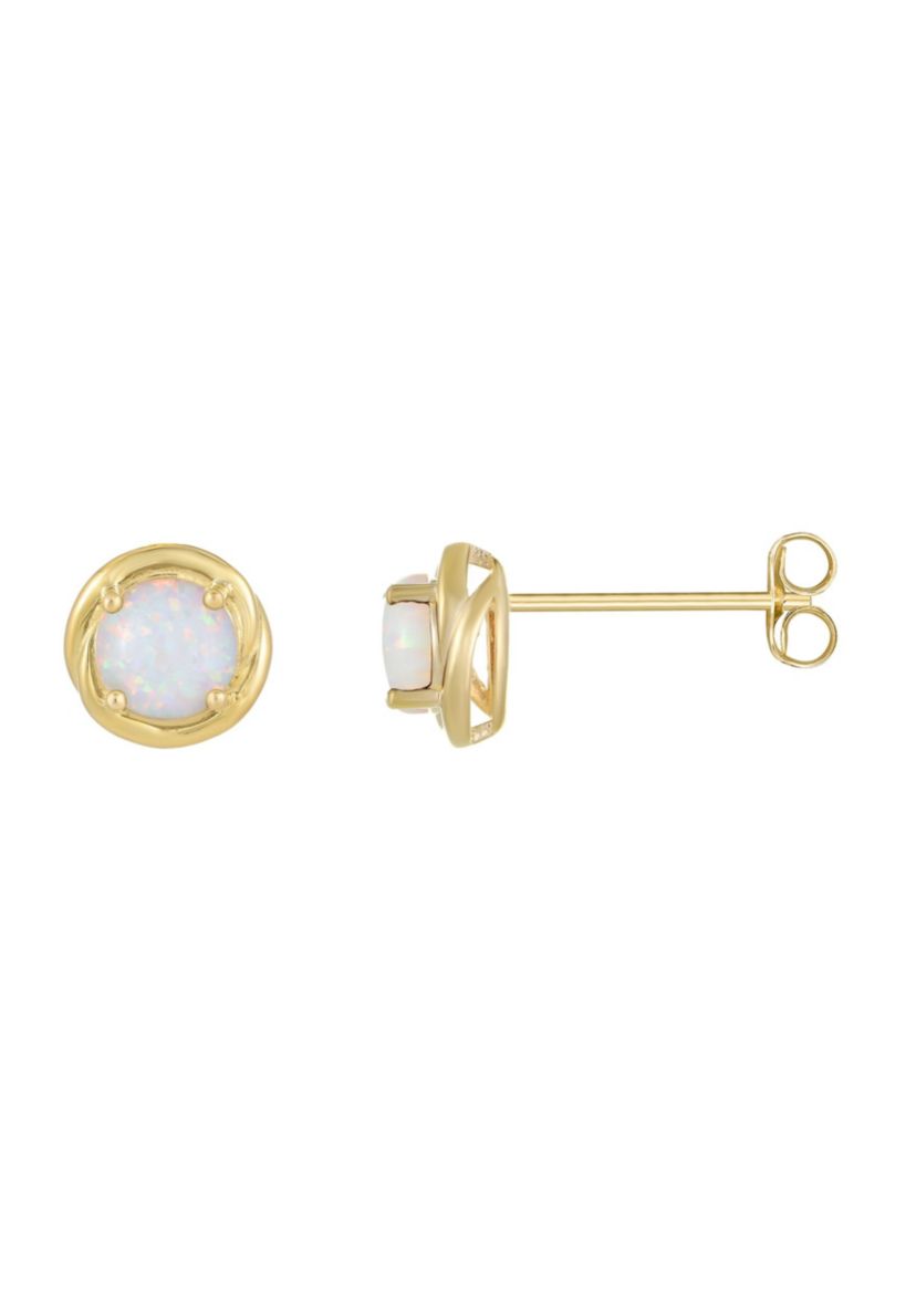 Lab Created 0.7 ct. t.w. Lab-created Opal Earrings in Gold Plated Sterling Silver