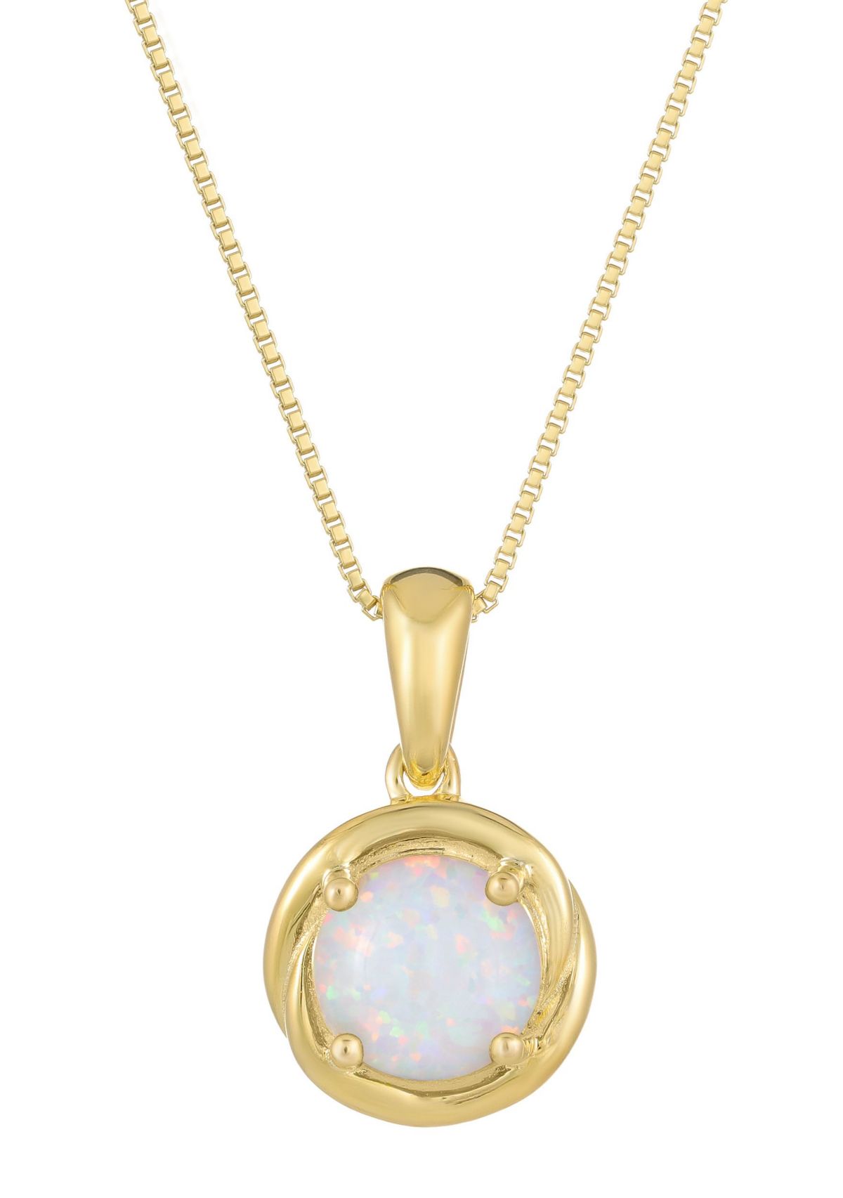 Lab Created 0.7 ct. t.w. Lab-created Opal Pendant Necklace in Gold Plated Sterling Silver