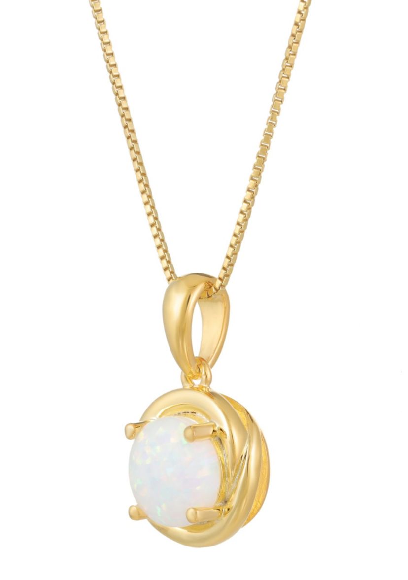 Lab Created 0.7 ct. t.w. Lab-created Opal Pendant Necklace in Gold Plated Sterling Silver