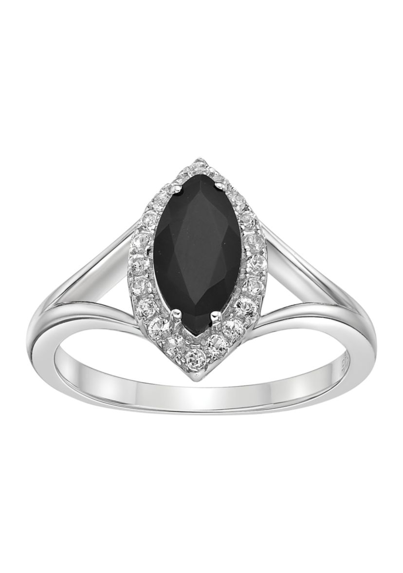 2 1/3 ct. t.w. Black Onyx and 1/5 ct. t.w. White Topaz Ring in Sterling Silver