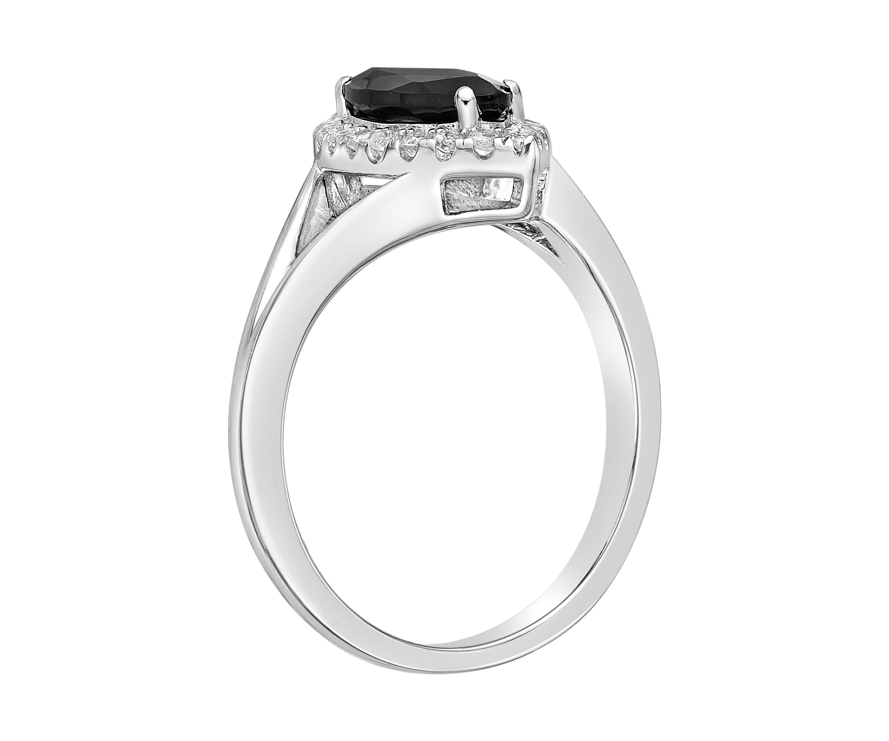 2 1/3 ct. t.w. Black Onyx and 1/5 ct. t.w. White Topaz Ring in Sterling Silver