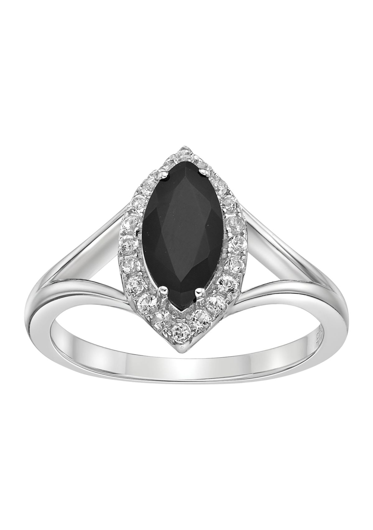 2 1/3 ct. t.w. Black Onyx and 1/5 ct. t.w. White Topaz Ring in Sterling Silver