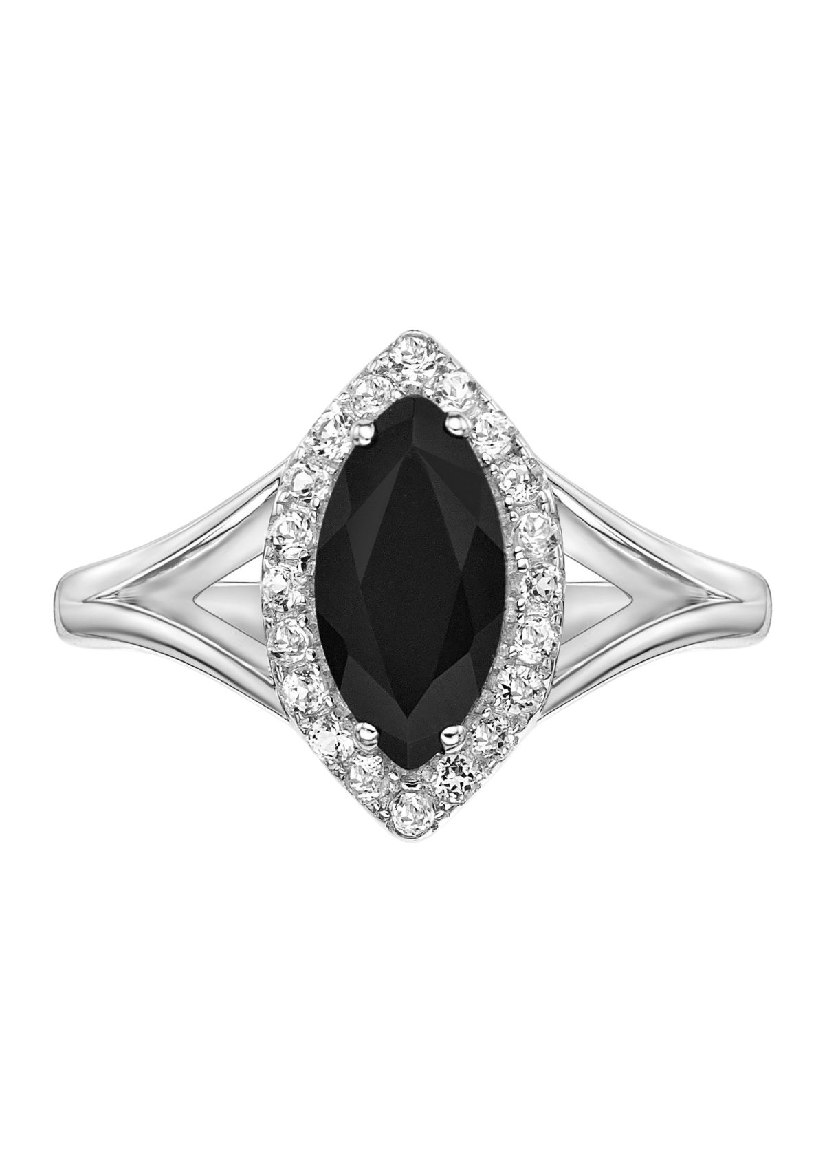 2 1/3 ct. t.w. Black Onyx and 1/5 ct. t.w. White Topaz Ring in Sterling Silver