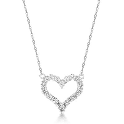 Gemminded Lab Created 1 7/8 ct. t.w. White Sapphire Heart Pendant Necklace in Sterling Silver, 18 in
