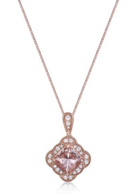 Belk & Co 1 3/8 Ct. T.w. Morganite And 1/6 Ct. T.w. Diamond Pendant Necklace In 10K Rose Gold, Pink, No Size -  0736966931774
