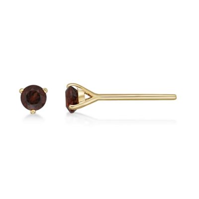 Gemminded Women's 14K Yellow Gold Round Martini Stud Birthstone Earrings, Red