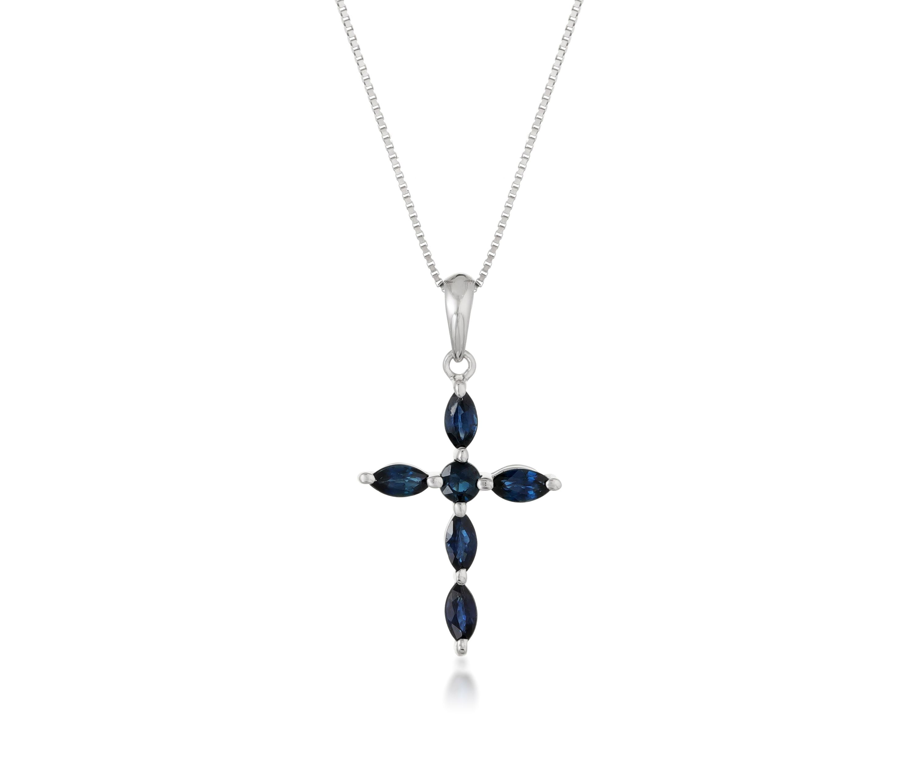 3/4 ct. t.w. Sapphire Pendant in 10K White Gold