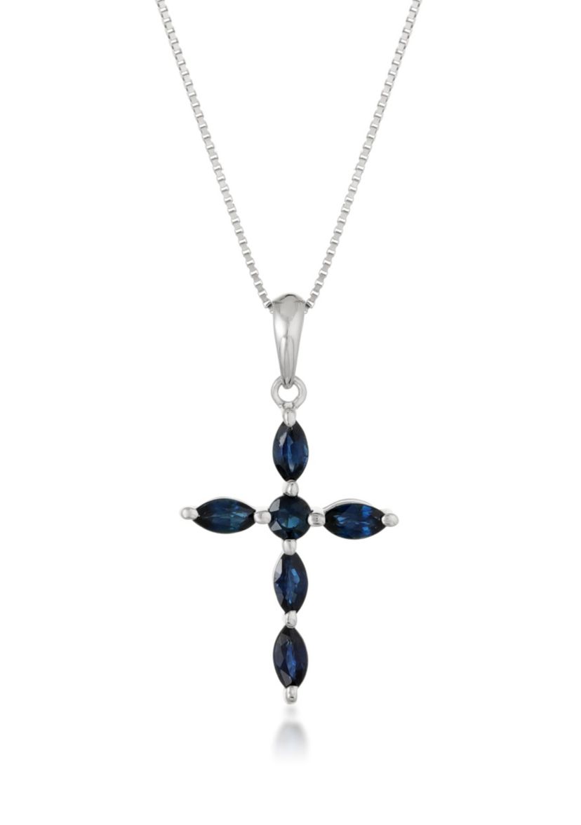 3/4 ct. t.w. Sapphire Pendant in 10K White Gold