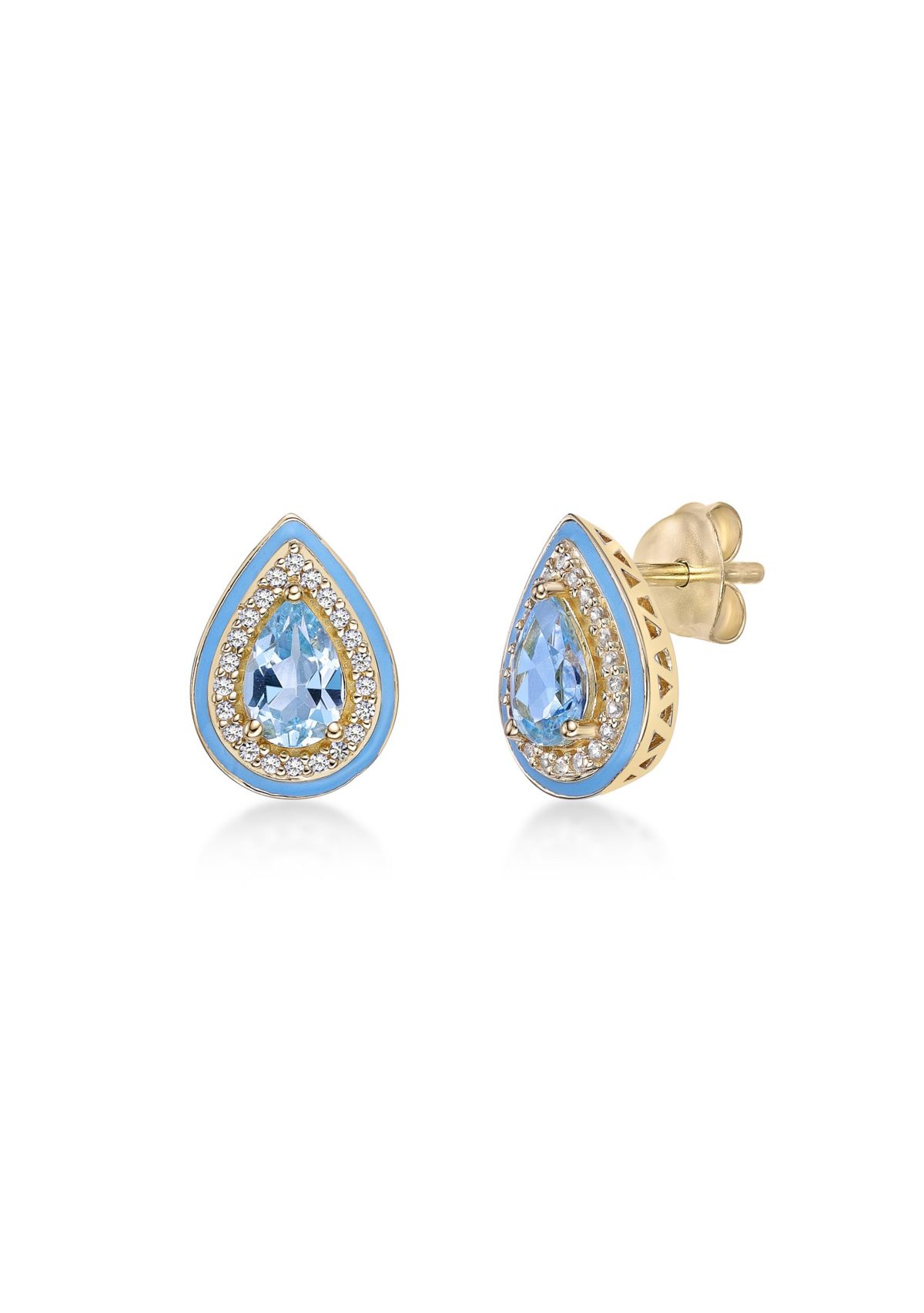 1 ct. t.w. Blue Topaz and Created White Sapphire Earrings in Gold Plated Sterling Silver