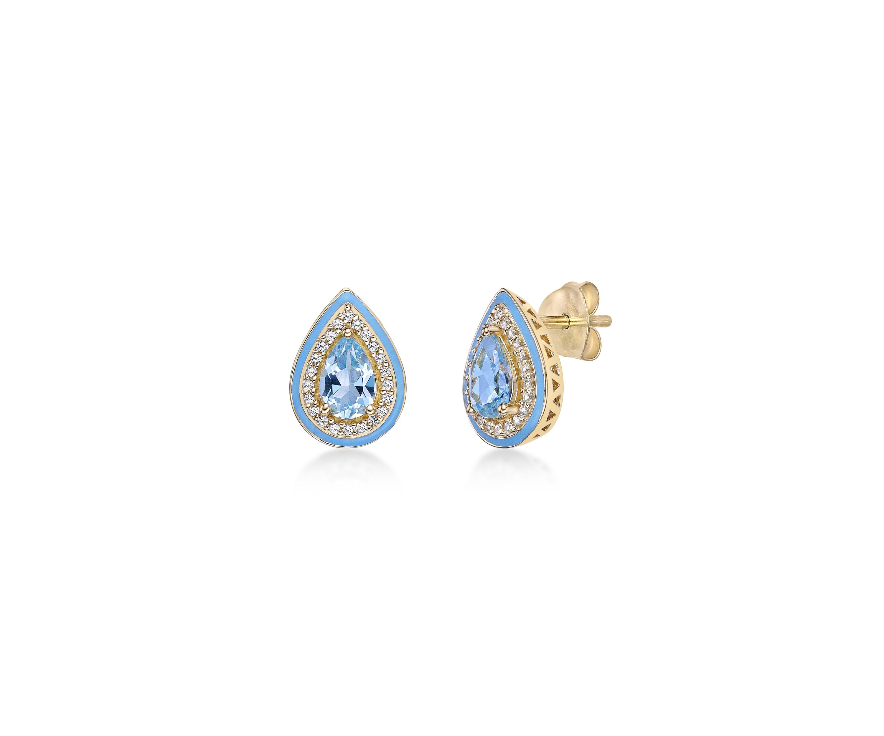 1 ct. t.w. Blue Topaz and Created White Sapphire Earrings in Gold Plated Sterling Silver