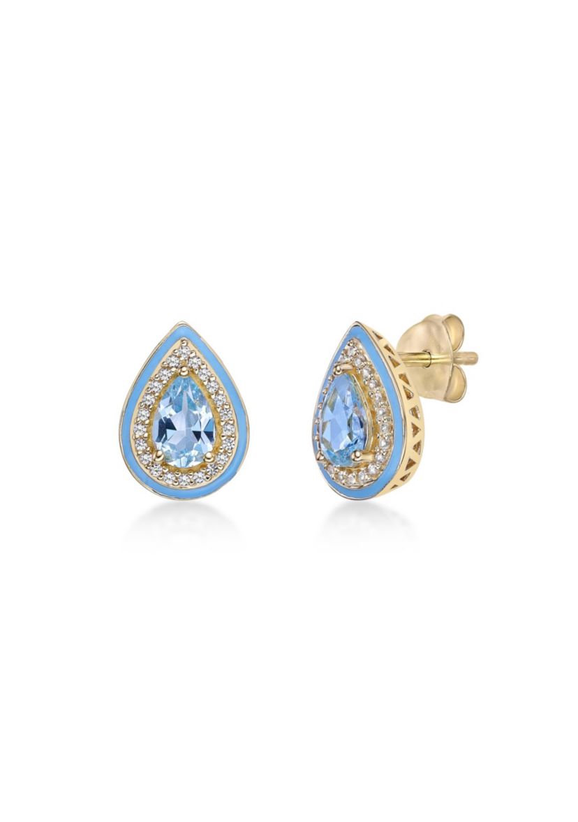 1 ct. t.w. Blue Topaz and Created White Sapphire Earrings in Gold Plated Sterling Silver