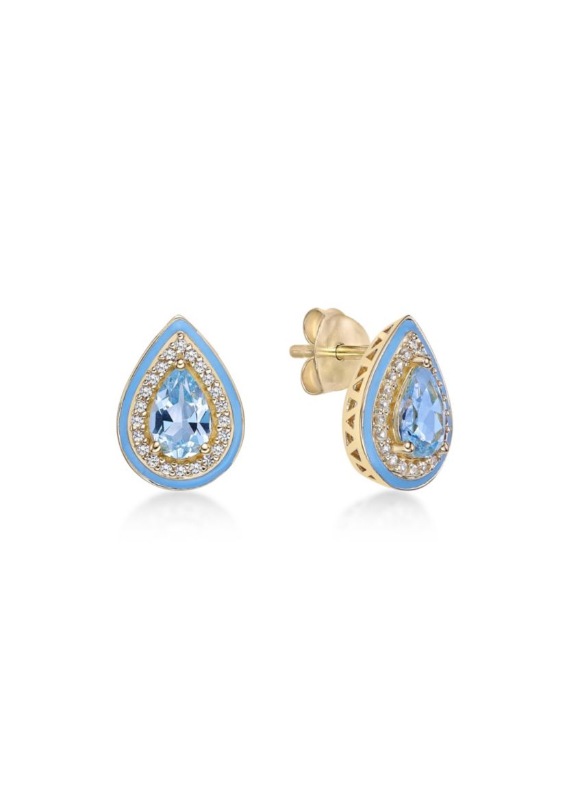 1 ct. t.w. Blue Topaz and Created White Sapphire Earrings in Gold Plated Sterling Silver