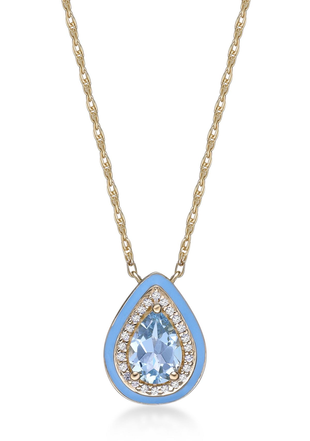 Lab Created 7/8 ct. t.w. Blue Topaz and Created White Sapphire Pendant Necklace in Gold Plated Sterling Silver