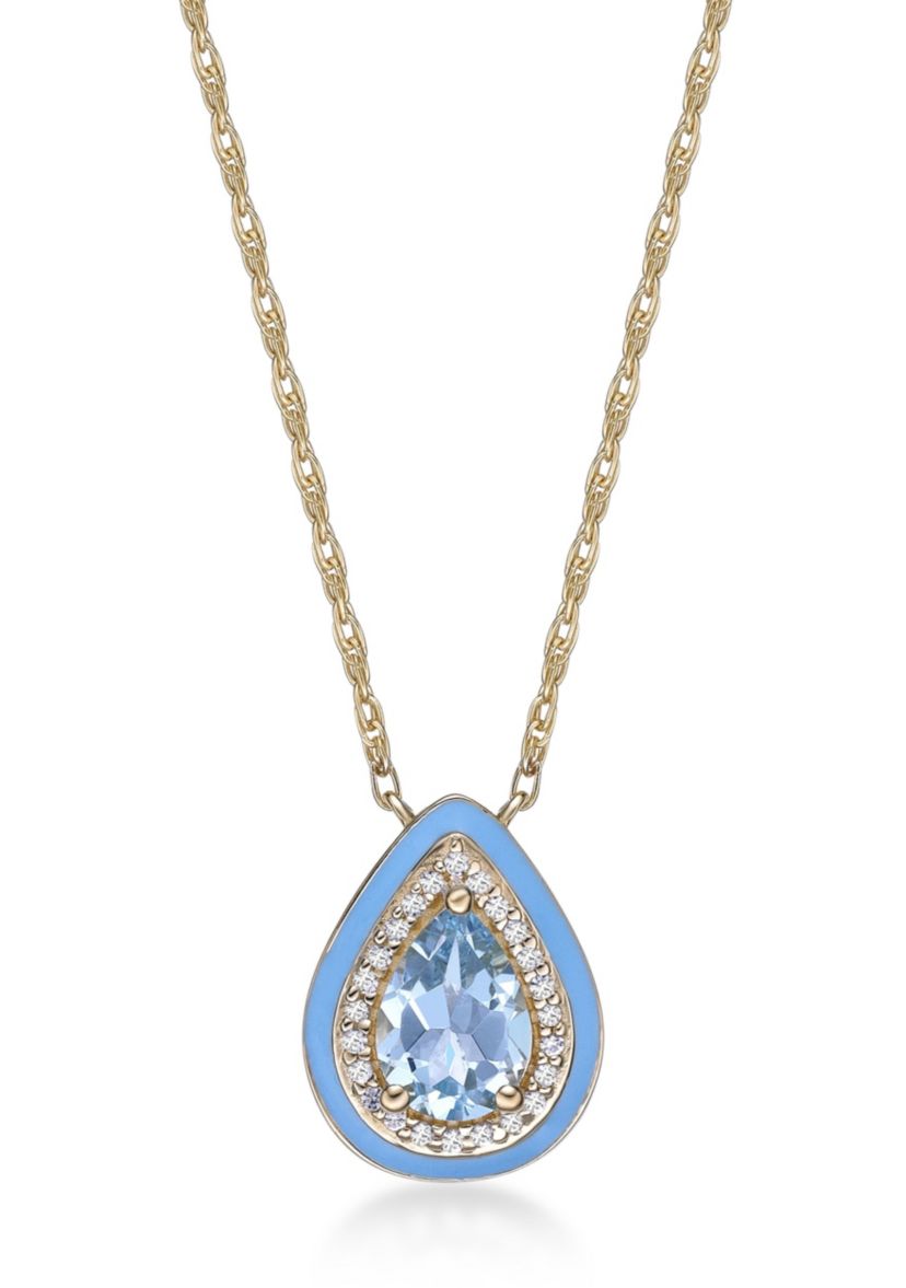 Lab Created 7/8 ct. t.w. Blue Topaz and Created White Sapphire Pendant Necklace in Gold Plated Sterling Silver