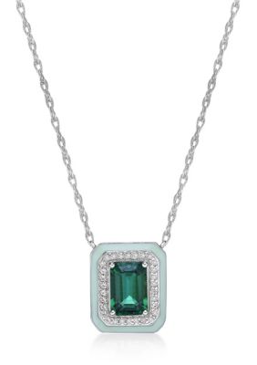 Gemminded Lab Created 9/10 ct. t.w. Created Emerald and Created White Sapphire Pendant Necklace in Sterling Silver