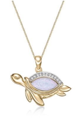 Gemminded Lab Created 7/8 ct. t.w. Created Opal and Created White Sapphire Necklace in Sterling Silver, Yellow, 18 in