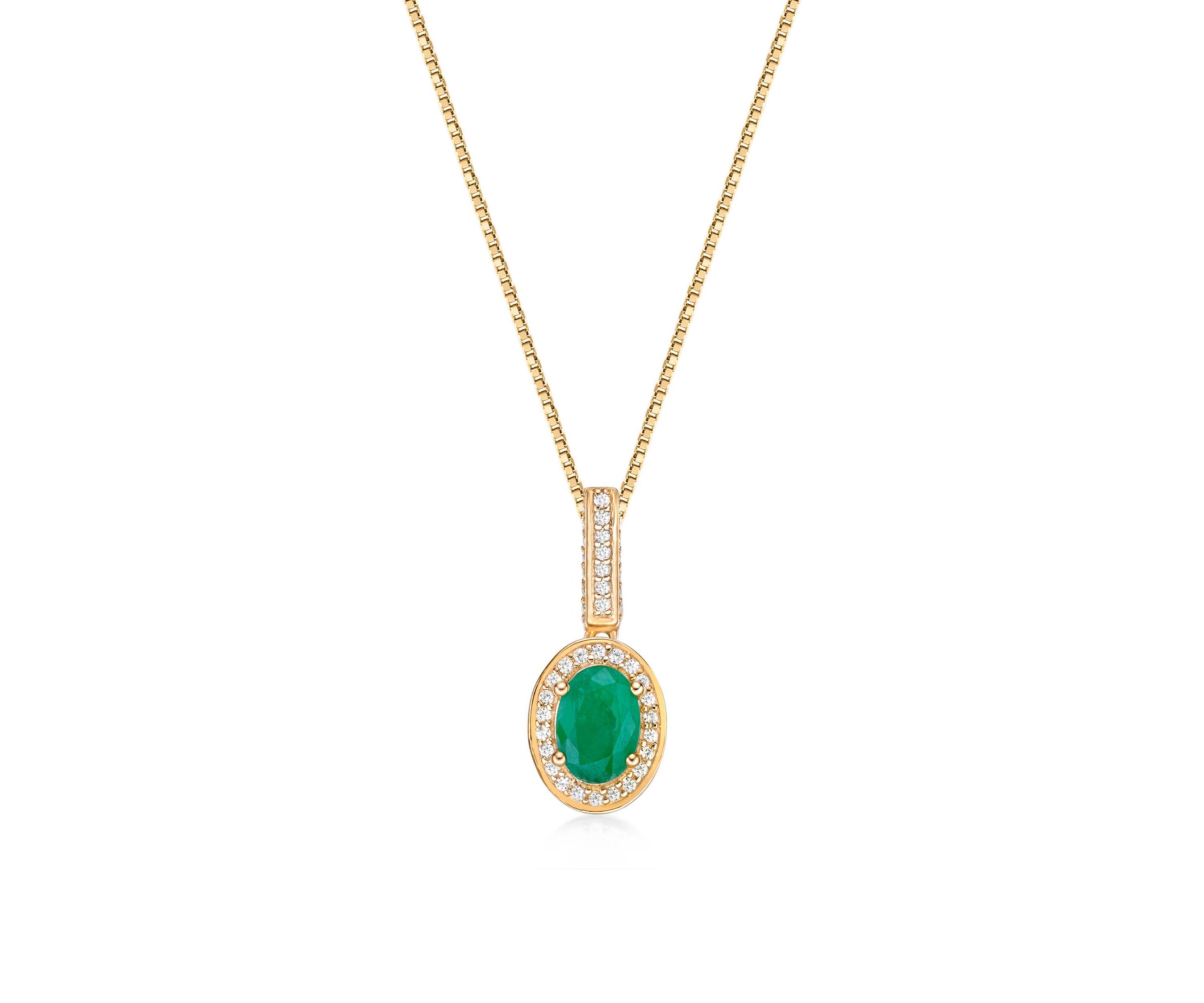 0.8 ct. t.w. Emerald and 0.25 ct. t.w. Diamond Pendant Necklace in 10K Gold