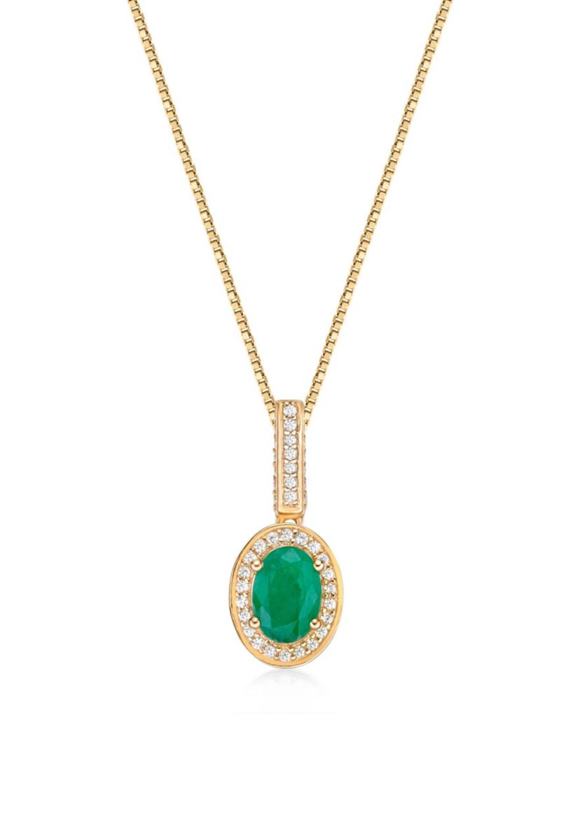 0.8 ct. t.w. Emerald and 0.25 ct. t.w. Diamond Pendant Necklace in 10K Gold