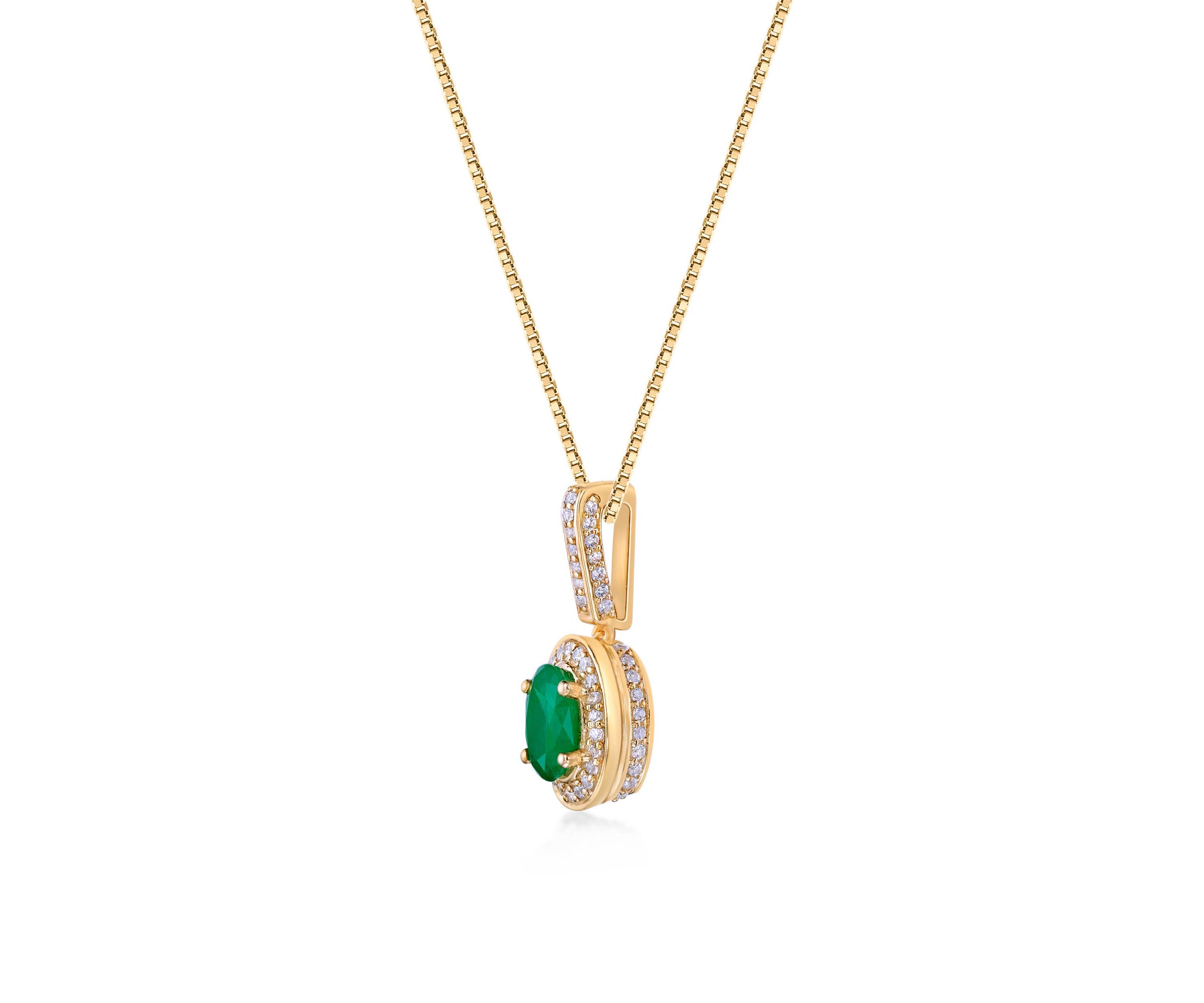 0.8 ct. t.w. Emerald and 0.25 ct. t.w. Diamond Pendant Necklace in 10K Gold