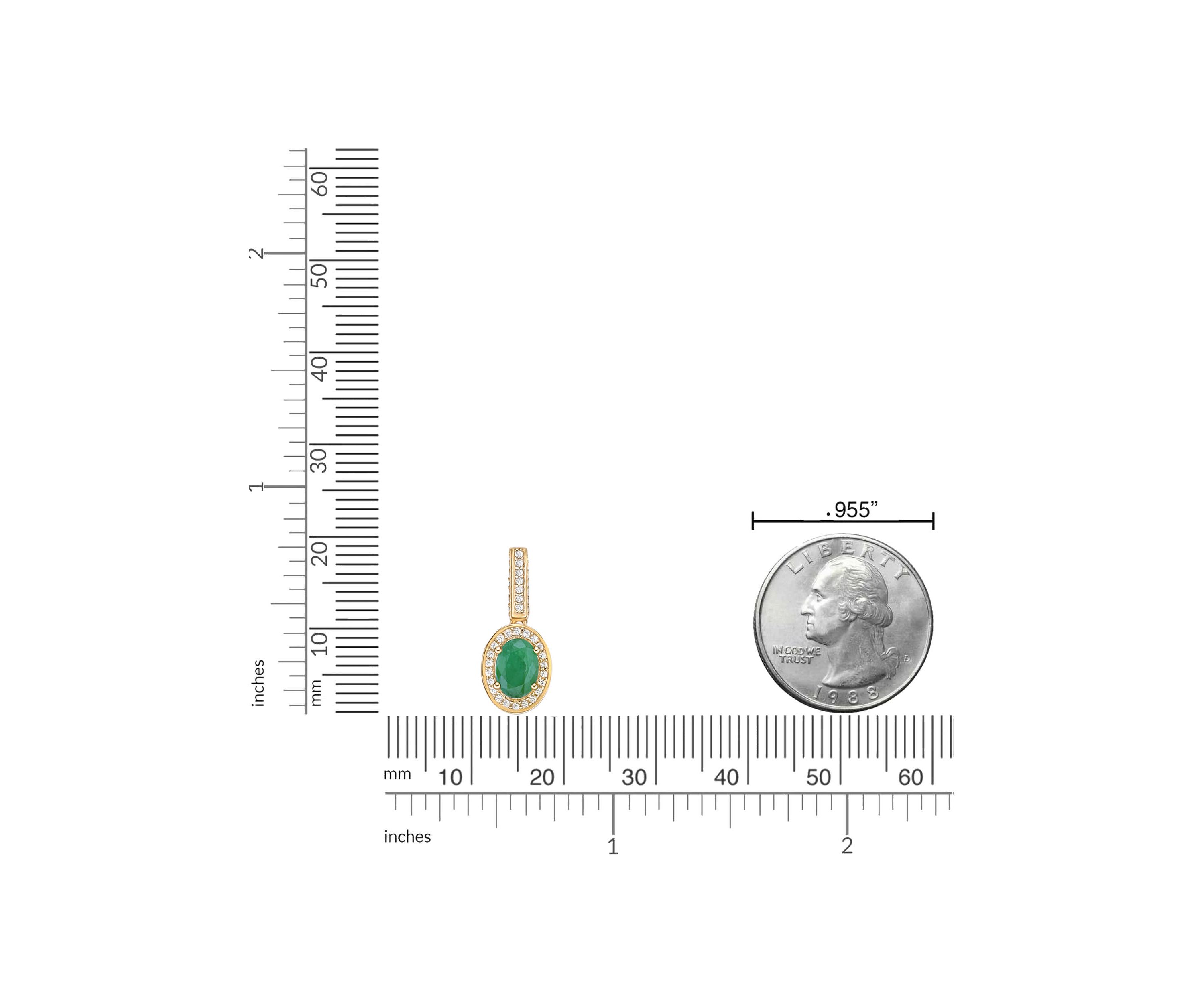 0.8 ct. t.w. Emerald and 0.25 ct. t.w. Diamond Pendant Necklace in 10K Gold