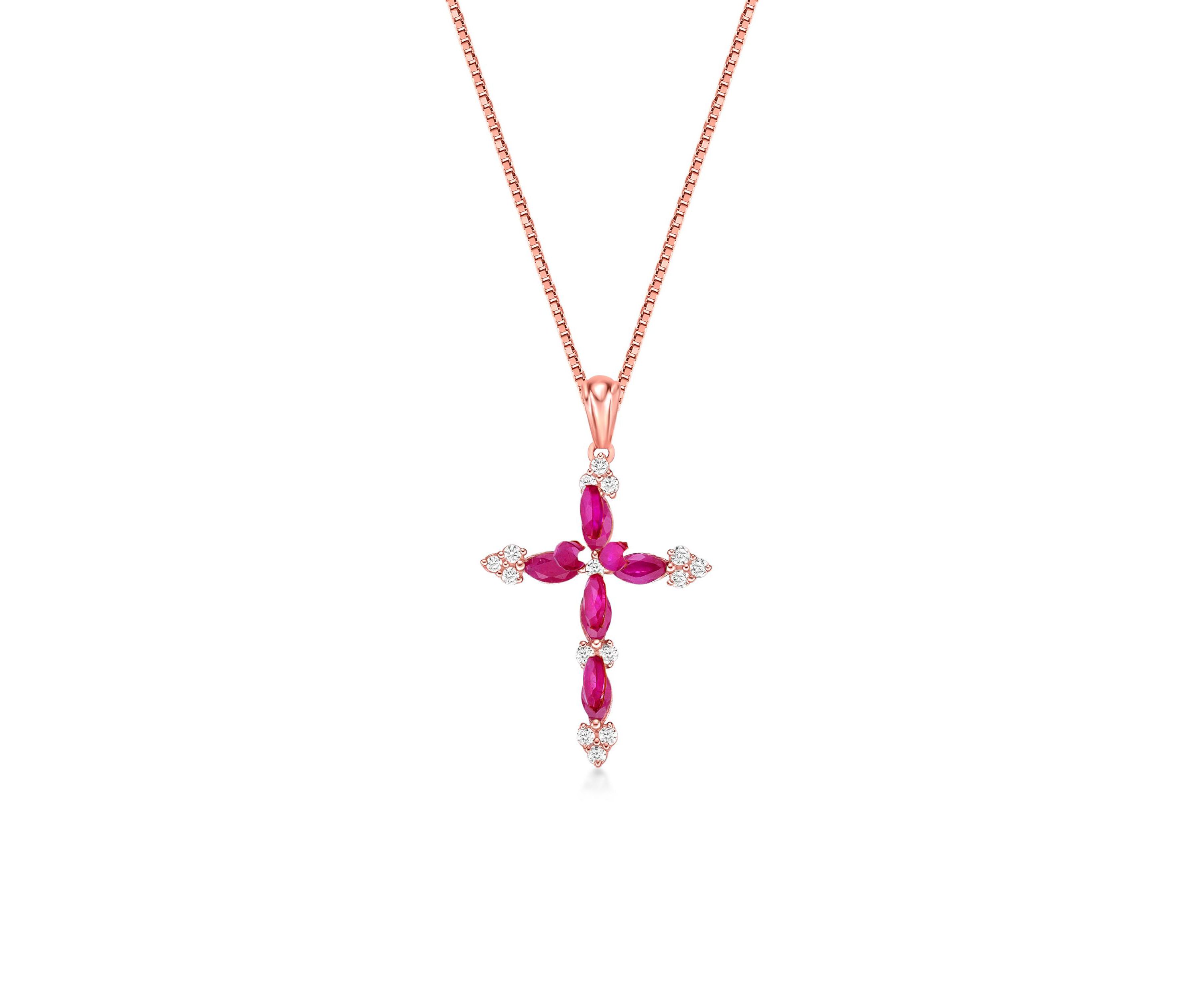 5/8 ct. t.w. Ruby and 1/6 ct. t.w. Diamond Pendant Necklace in 10K Rose Gold