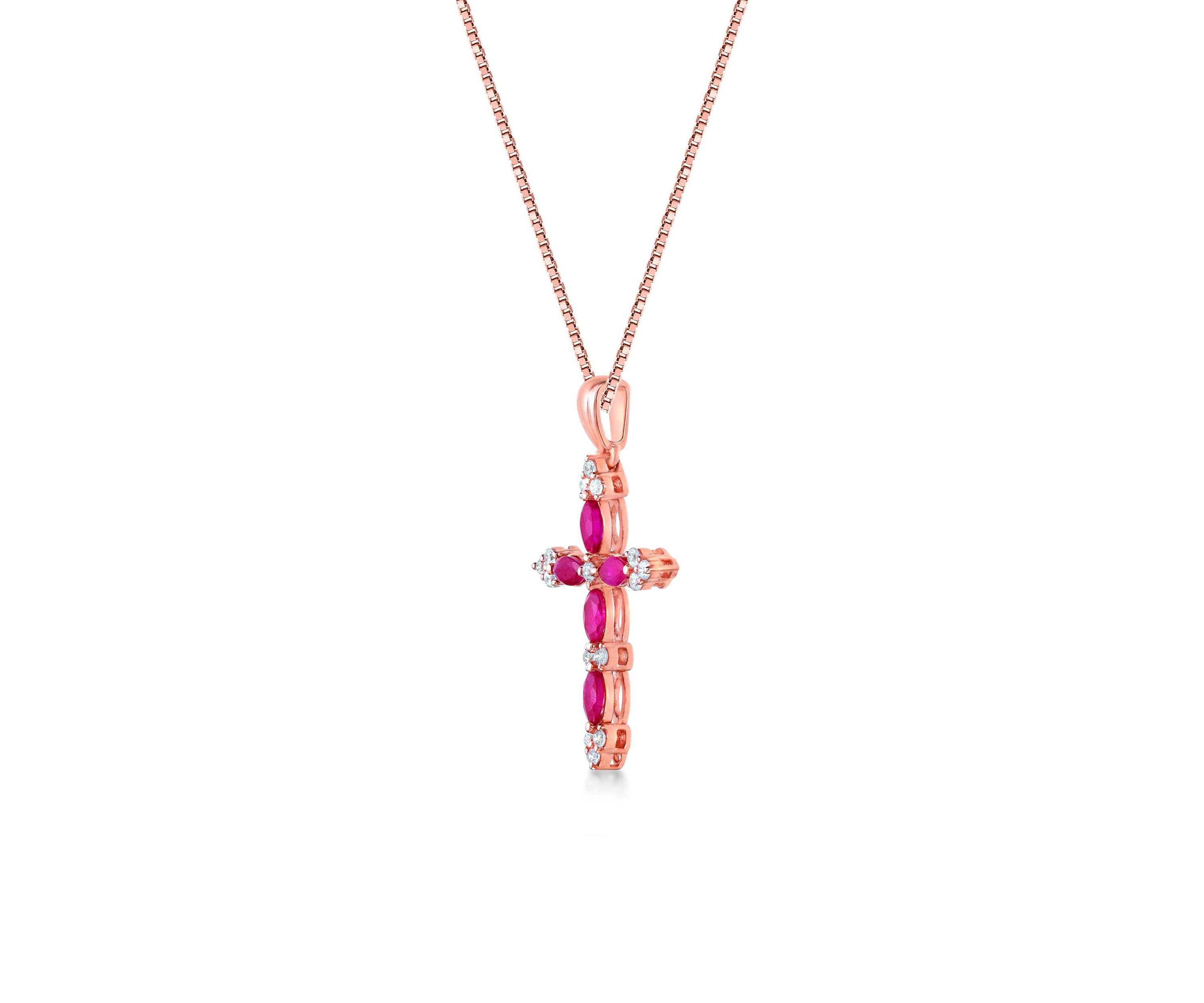 5/8 ct. t.w. Ruby and 1/6 ct. t.w. Diamond Pendant Necklace in 10K Rose Gold