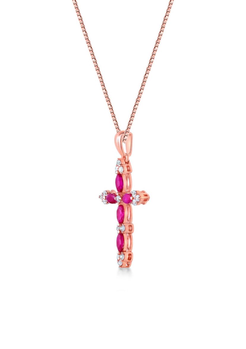 5/8 ct. t.w. Ruby and 1/6 ct. t.w. Diamond Pendant Necklace in 10K Rose Gold
