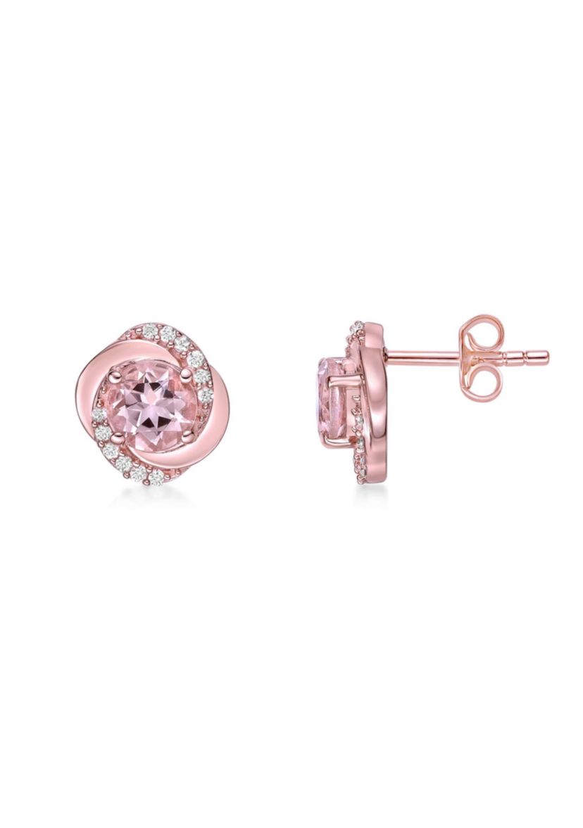 7/8 ct. t.w. Morganite and 1/10 ct. t.w. Diamond Earrings in 10K Rose Gold