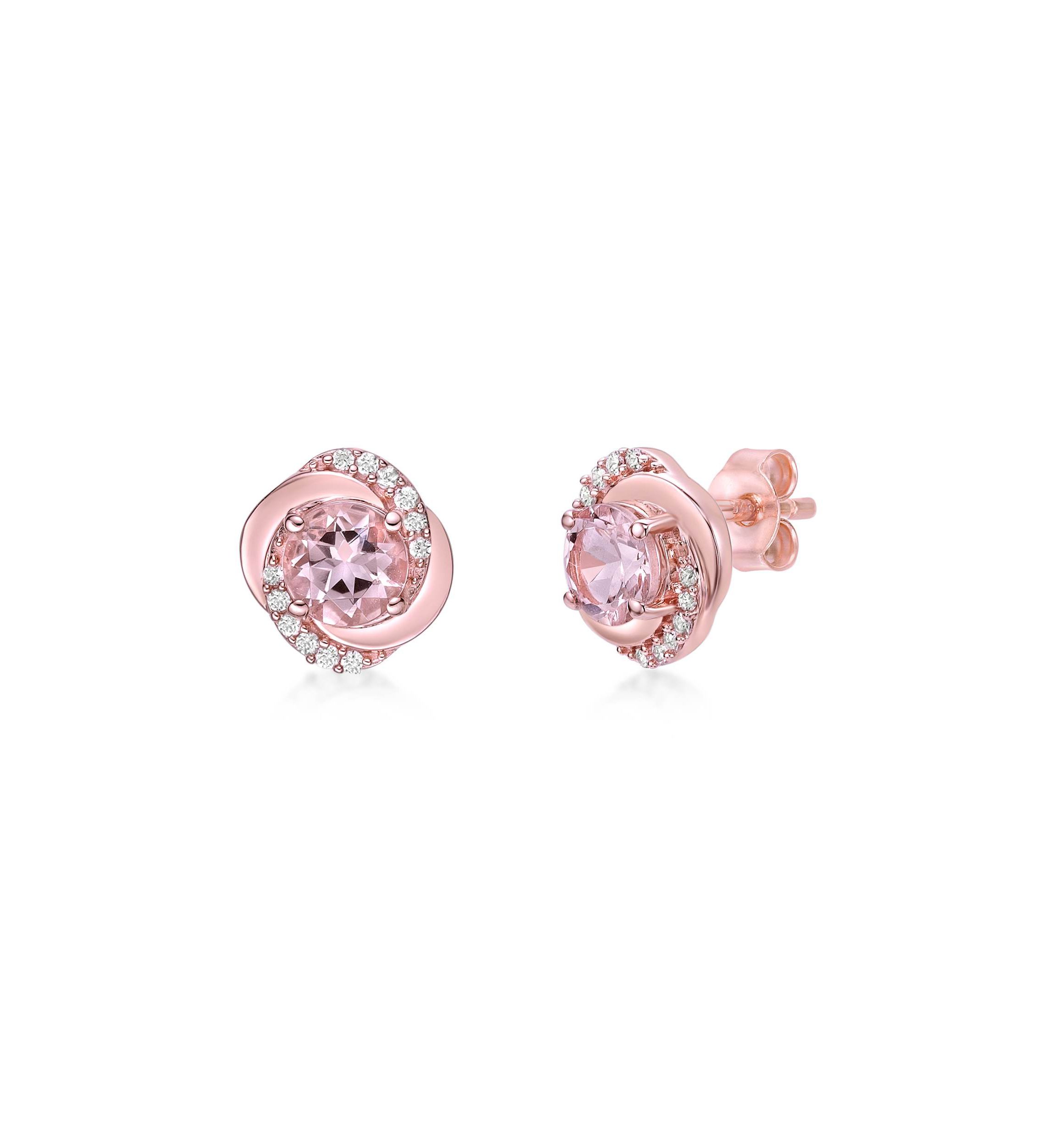 7/8 ct. t.w. Morganite and 1/10 ct. t.w. Diamond Earrings in 10K Rose Gold