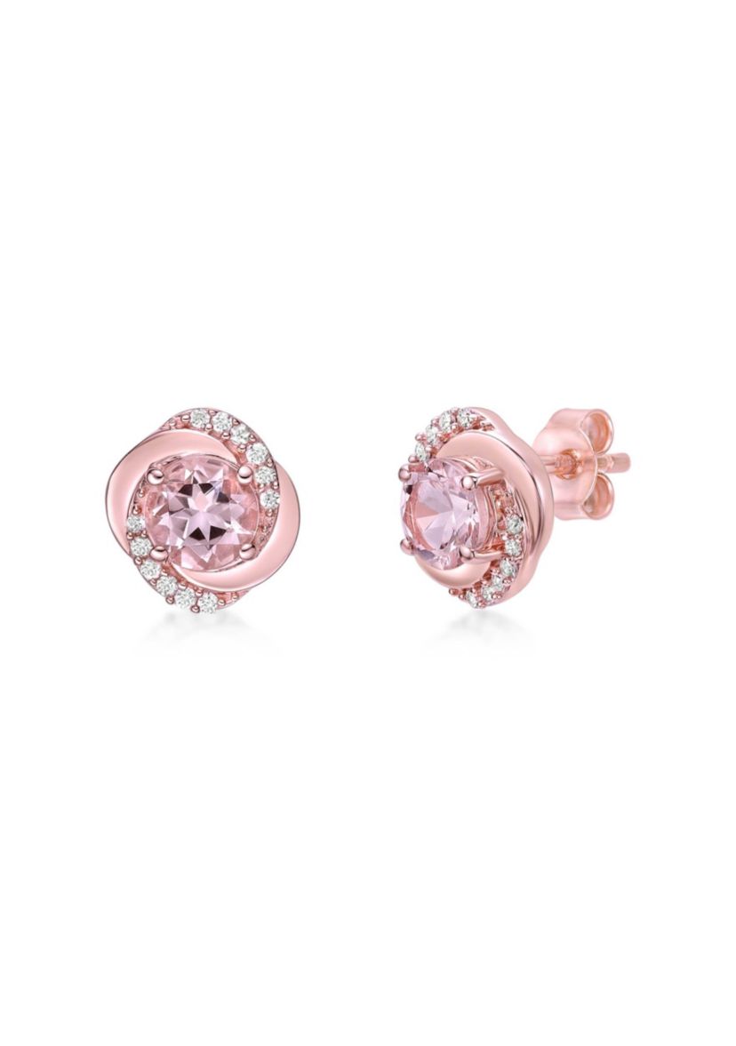 7/8 ct. t.w. Morganite and 1/10 ct. t.w. Diamond Earrings in 10K Rose Gold