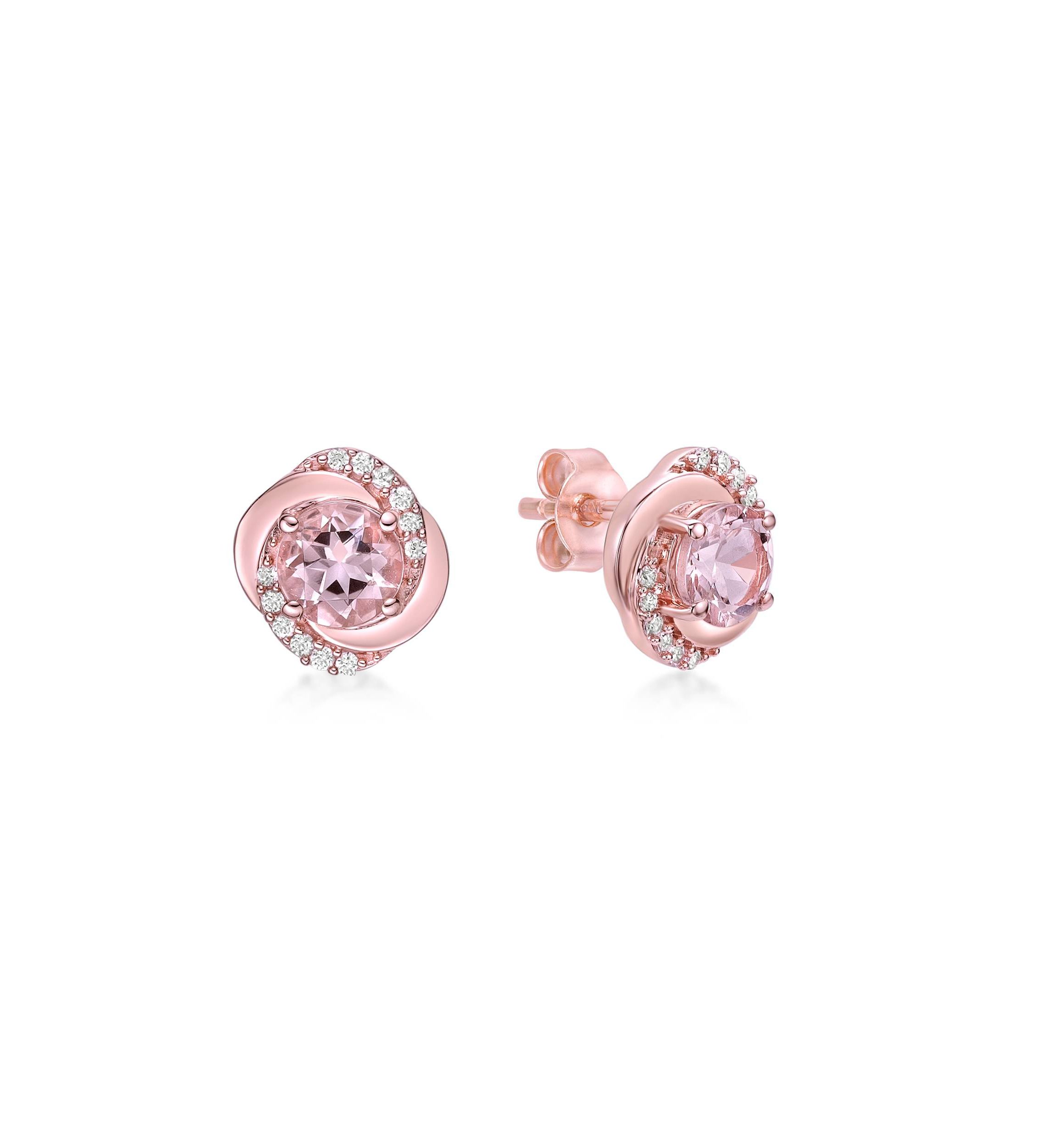 7/8 ct. t.w. Morganite and 1/10 ct. t.w. Diamond Earrings in 10K Rose Gold