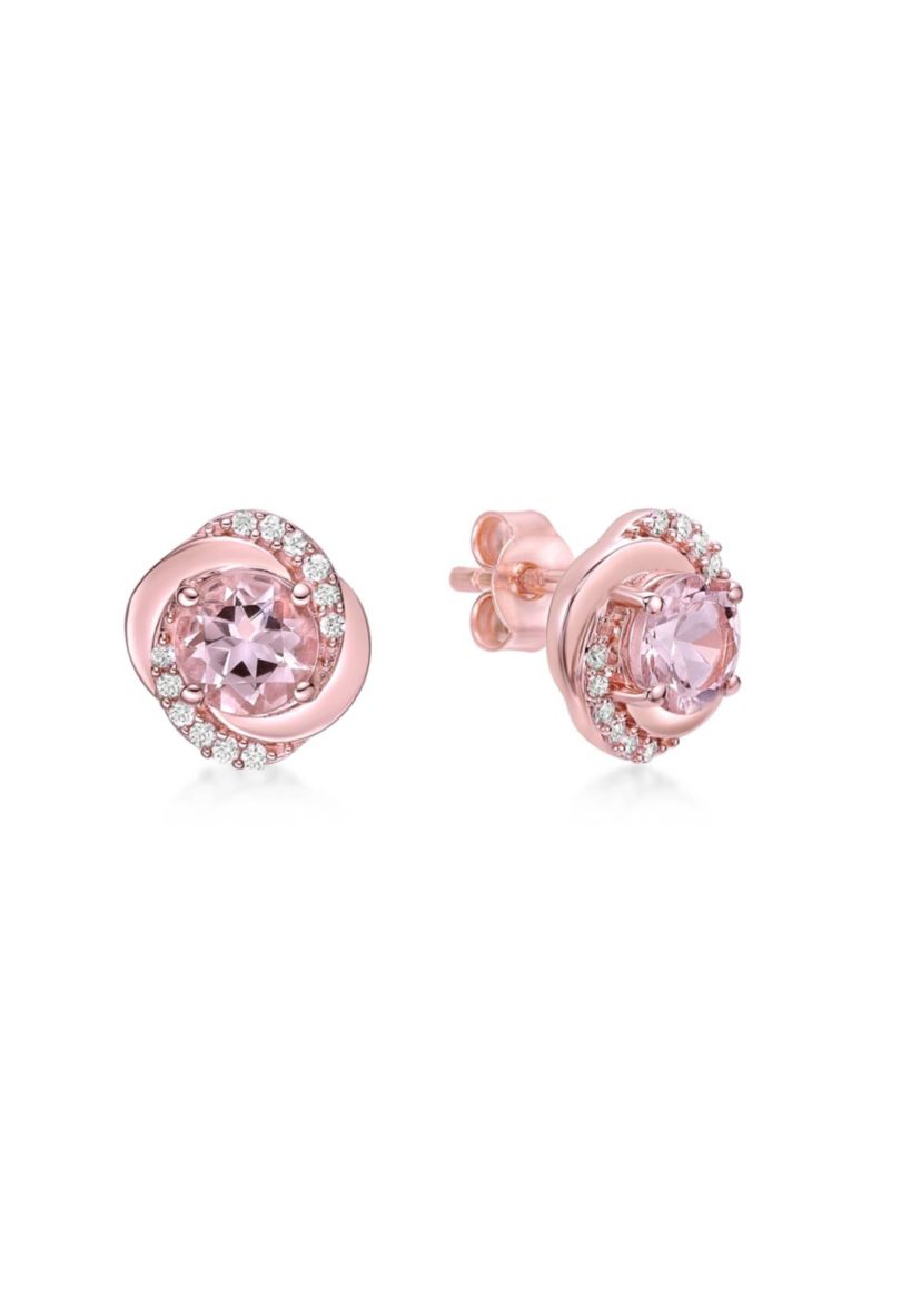 7/8 ct. t.w. Morganite and 1/10 ct. t.w. Diamond Earrings in 10K Rose Gold